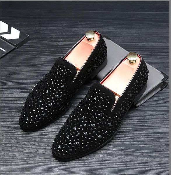 men's genuine leather loafers casual shoes fashion mens rhinestone driving shoes man flats dress wedding shoes, Black
men's genuine leather loafers casual shoes fashion mens rhinestone driving shoes man flats dress wedding shoes, Black
