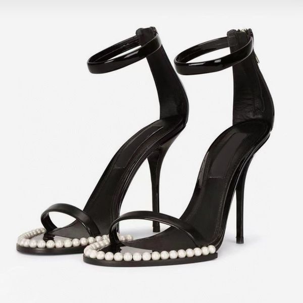 pearl embellished open-toe sandals patent leather stiletto heel evening shoes rear zipper 105mmwomen luxurious high heels ankle strap dress, Black
pearl embellished open-toe sandals patent leather stiletto heel evening shoes rear zipper 105mmwomen luxurious high heels ankle strap dress, Black