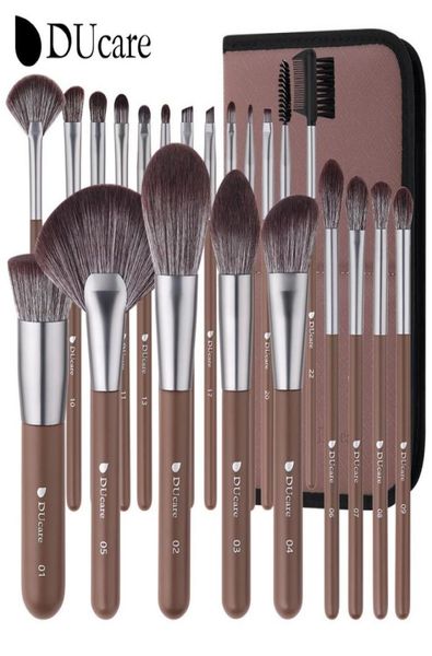 ducare makeup brushes 22pcs with foldable bag nylon hair fan powder eyeshadow blending eyeliner eyebrow cosmestic make up brush 223913227