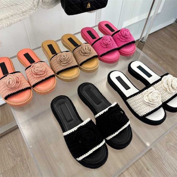chan c camellia slippers raffia straw espadrilles women thick bottom platform sandals interlocking c slip on mules hand woven flowers slides, Black
chan c camellia slippers raffia straw espadrilles women thick bottom platform sandals interlocking c slip on mules hand woven flowers slides, Black