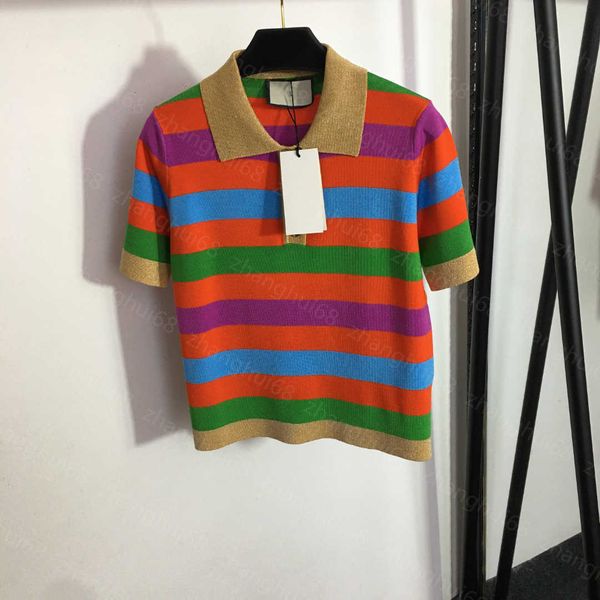 23ss womens designer clothing womens knits gg button rainbow color bump striped polo neck short-sleeved sweater womens clothes, White
23ss womens designer clothing womens knits gg button rainbow color bump striped polo neck short-sleeved sweater womens clothes, White