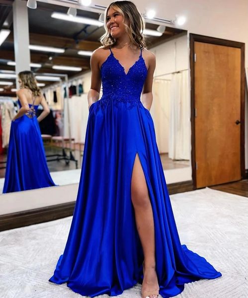 royal blue a-line long prom party dress v neck satin backless beading appliques lace up women evening pageant gowns formal robe de soiree, Black
royal blue a-line long prom party dress v neck satin backless beading appliques lace up women evening pageant gowns formal robe de soiree, Black