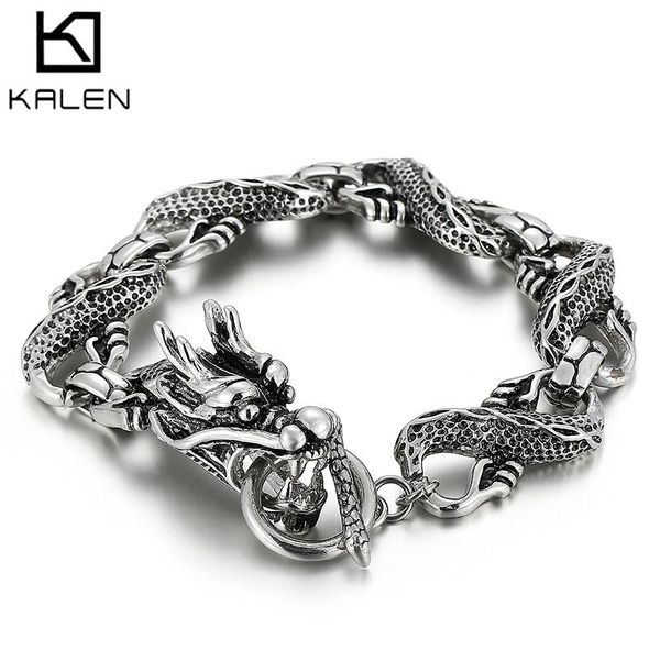bangle punk dragon link chain mens bracelet 316l stainless steel vintage viking metal bracelets rock party jewelry animal men bracelet, Black
bangle punk dragon link chain mens bracelet 316l stainless steel vintage viking metal bracelets rock party jewelry animal men bracelet, Black