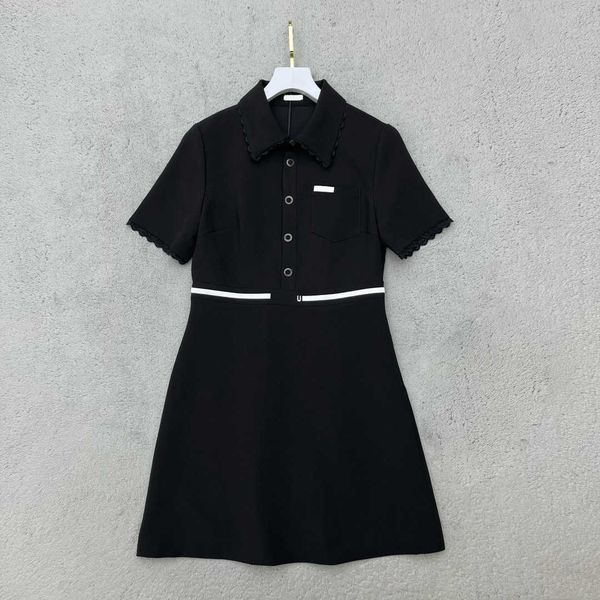 spring summer lapel dresses women lace design outdoor leisure waist letters embroidery single button trim basic dresses 2 colours designer d, Black;gray
spring summer lapel dresses women lace design outdoor leisure waist letters embroidery single button trim basic dresses 2 colours designer d, Black;gray