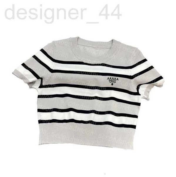women's knits & tees designer fashion stripe twomen short sleeve crew neck knitting embroidered t shirt 94a3, White
women's knits & tees designer fashion stripe twomen short sleeve crew neck knitting embroidered t shirt 94a3, White