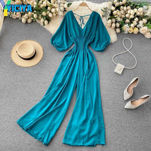 yiciya neploe v neck puff short sleeve jumpsuits women high waist hip wide leg bodysuits summer holiday solid playsuits, Black;white
yiciya neploe v neck puff short sleeve jumpsuits women high waist hip wide leg bodysuits summer holiday solid playsuits, Black;white