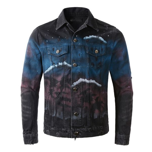 men amiryes vintage sky wolf shi hua drill flash powder splash ink rendering damage denim jacket, Black;brown
men amiryes vintage sky wolf shi hua drill flash powder splash ink rendering damage denim jacket, Black;brown