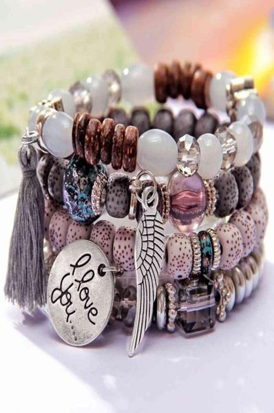 4pcsset wings heart alloy pendant beads bohemian bracelets women lava stone wristband bangles for party7467679, Golden;silver
4pcsset wings heart alloy pendant beads bohemian bracelets women lava stone wristband bangles for party7467679, Golden;silver