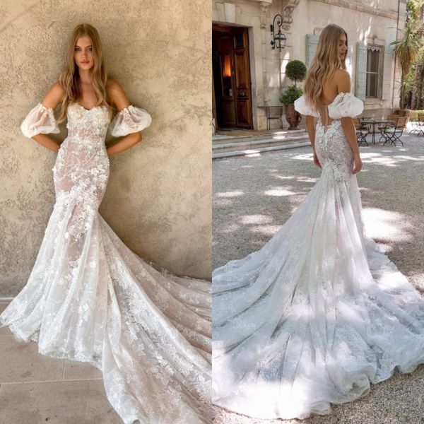 sweet backless mermaid wedding dresses sweetheart lace wedding dress puffy sleeves appliques wedding bridal gowns, White
sweet backless mermaid wedding dresses sweetheart lace wedding dress puffy sleeves appliques wedding bridal gowns, White