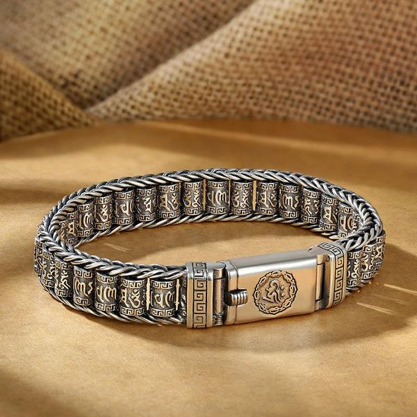 bangle bracelet men's sterling silver handmade creative passepartout prayer wheel female transfer beads sixcharacter mantra retro, Black
bangle bracelet men's sterling silver handmade creative passepartout prayer wheel female transfer beads sixcharacter mantra retro, Black