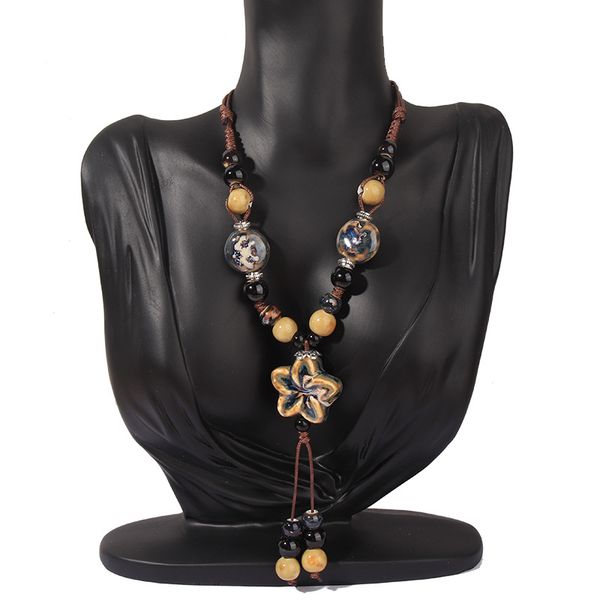 beaded necklaces retro sweater chain women's long ceramic everything trendy yunnan handmade flower tassel necklace, Silver
beaded necklaces retro sweater chain women's long ceramic everything trendy yunnan handmade flower tassel necklace, Silver