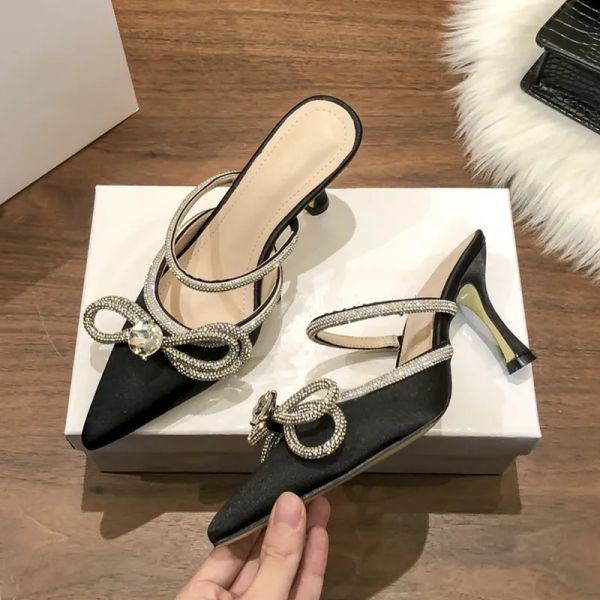 2023 high heeled shoes bowknot rhinestone silk sheepskin italian fashion dress shoes, Black
2023 high heeled shoes bowknot rhinestone silk sheepskin italian fashion dress shoes, Black
