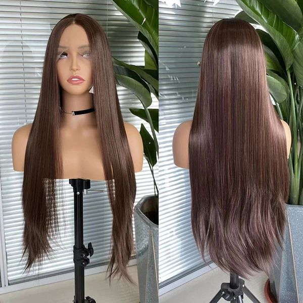 mix brown synthetic lace front wig silky straight glueless natural hairline wigs for women daily use synthetic hair wig, Black
mix brown synthetic lace front wig silky straight glueless natural hairline wigs for women daily use synthetic hair wig, Black