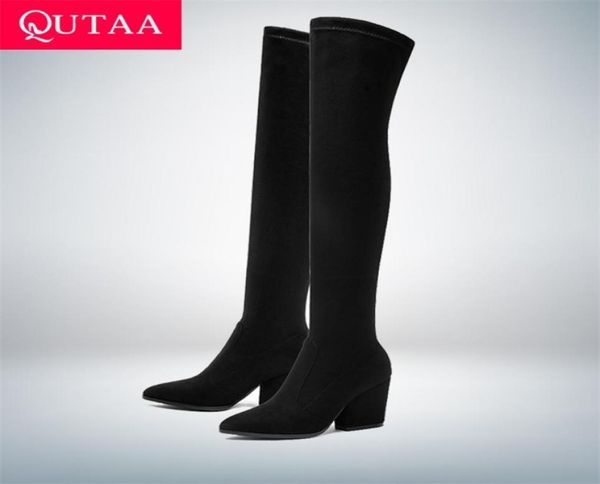 qutaa women over the knee high boots wedges heels winter shoes pointed toe elastic fabric size 3443 2201068021338, Black
qutaa women over the knee high boots wedges heels winter shoes pointed toe elastic fabric size 3443 2201068021338, Black