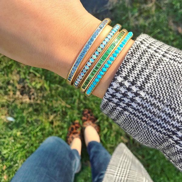 bangle round turquoises stone gold color metal european women stack band bangle bracelet, Black
bangle round turquoises stone gold color metal european women stack band bangle bracelet, Black
