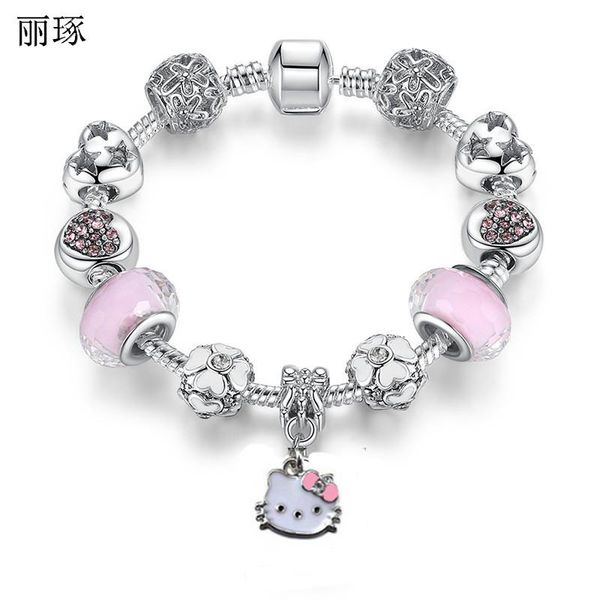 bangle new cute pink kitty cat pandora's bracelet female crystal glass diy alloy large hole beaded bracelet valentine's day gift, Black
bangle new cute pink kitty cat pandora's bracelet female crystal glass diy alloy large hole beaded bracelet valentine's day gift, Black