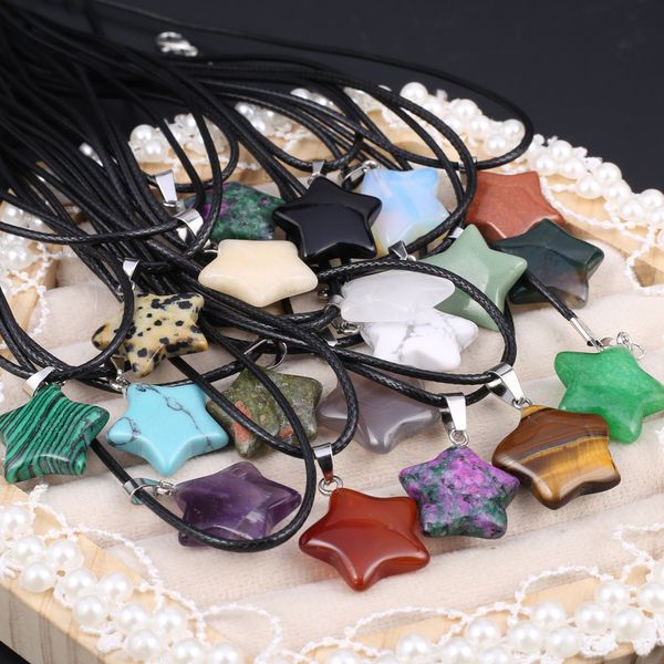 natural stone pendant necklace five-pointed star shape tiger eye sodalite rose quartz necklace jewelry accessorie, Silver
natural stone pendant necklace five-pointed star shape tiger eye sodalite rose quartz necklace jewelry accessorie, Silver