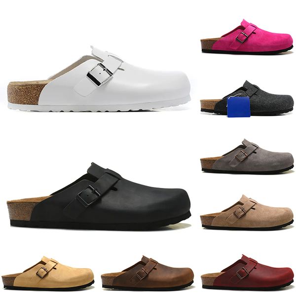2023 r boston clogs outdoor autumn winter fashion women men platform slippers oiled leather bag head pull suede cork sliders luxury loafers, Black
2023 r boston clogs outdoor autumn winter fashion women men platform slippers oiled leather bag head pull suede cork sliders luxury loafers, Black