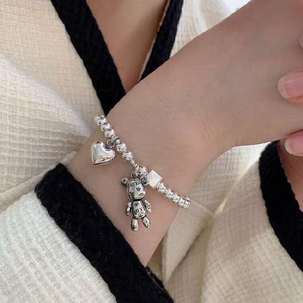 bangle 2021 new s925 sterling silver korean love bear silver bead retro bracelet female summer simple ins niche design net red bracelet, Black
bangle 2021 new s925 sterling silver korean love bear silver bead retro bracelet female summer simple ins niche design net red bracelet, Black