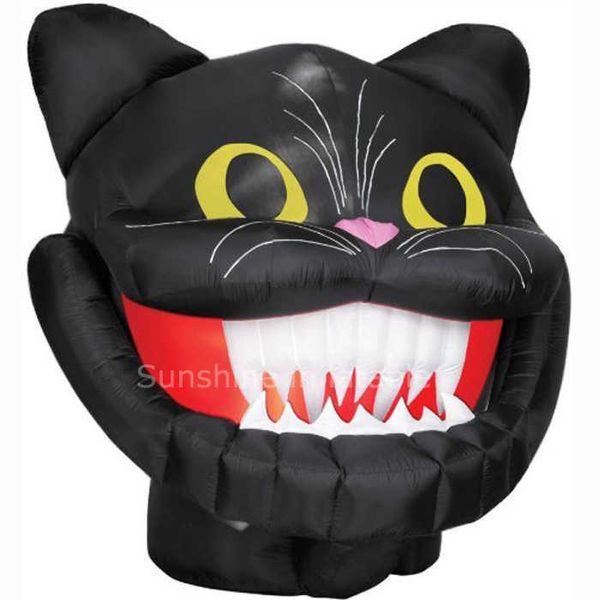 Image of Holiday theme inflatable halloween inflatable/10 Foot Animated Inflatable giant black cat head for party yard decoration