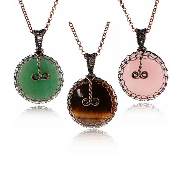 30mm natural stone crystal round creative pendant necklace wire wrapping gemstone bronze retro pendant amethyst rose quartz fashion charm je, Silver
30mm natural stone crystal round creative pendant necklace wire wrapping gemstone bronze retro pendant amethyst rose quartz fashion charm je, Silver