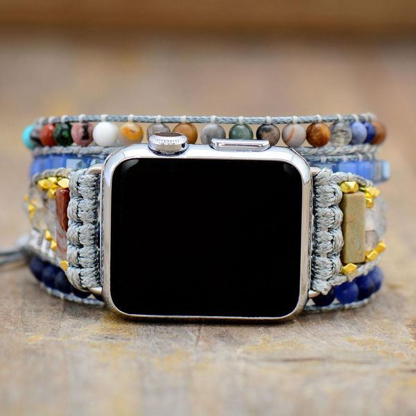 bangle high end natural stone aple watch band beads boho 5 wrap wax rope watch strap vegan wrist armband gift wholesale dropship, Black
bangle high end natural stone aple watch band beads boho 5 wrap wax rope watch strap vegan wrist armband gift wholesale dropship, Black