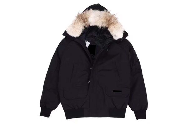 men bomber down jacket real wolf fur hooded canvas parkas letter patch zipper pockets warm thick outwear designer women ruff winter coat, Black
men bomber down jacket real wolf fur hooded canvas parkas letter patch zipper pockets warm thick outwear designer women ruff winter coat, Black