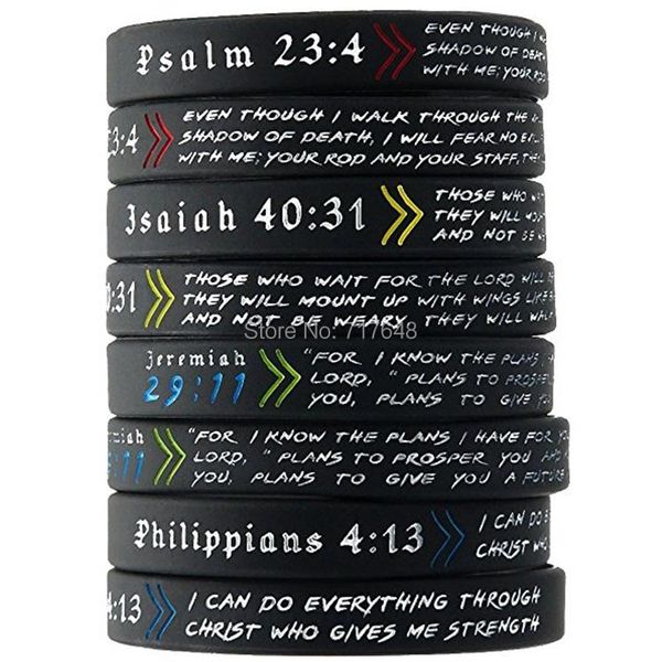 bangle 40pcs philippians 4 13 psalm 23 4 jeremiah 29 11 isaiah 40 31 wristband silicone bracelets by epacket a, Black
bangle 40pcs philippians 4 13 psalm 23 4 jeremiah 29 11 isaiah 40 31 wristband silicone bracelets by epacket a, Black