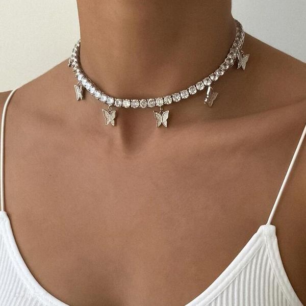 necklaces gold plated iced out bling hip hop women jewelry heart arrow cz tennis chain with cz butterfly charm 32+10cm choker necklaces, Silver
necklaces gold plated iced out bling hip hop women jewelry heart arrow cz tennis chain with cz butterfly charm 32+10cm choker necklaces, Silver