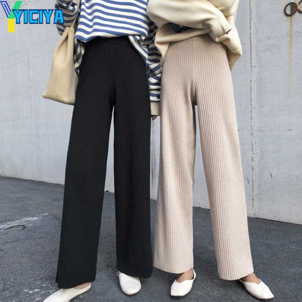 yiciya 2023 korean women trousers autumn winter knitted wide leg pants elastic high waist female casual loose pant, Black;white
yiciya 2023 korean women trousers autumn winter knitted wide leg pants elastic high waist female casual loose pant, Black;white