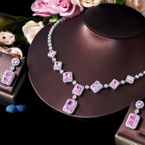 necklace cwwzircons sparkling pink cubic zirconia big rectangle drop women wedding earrings necklace party bridal cz jewelry sets t627, Silver
necklace cwwzircons sparkling pink cubic zirconia big rectangle drop women wedding earrings necklace party bridal cz jewelry sets t627, Silver