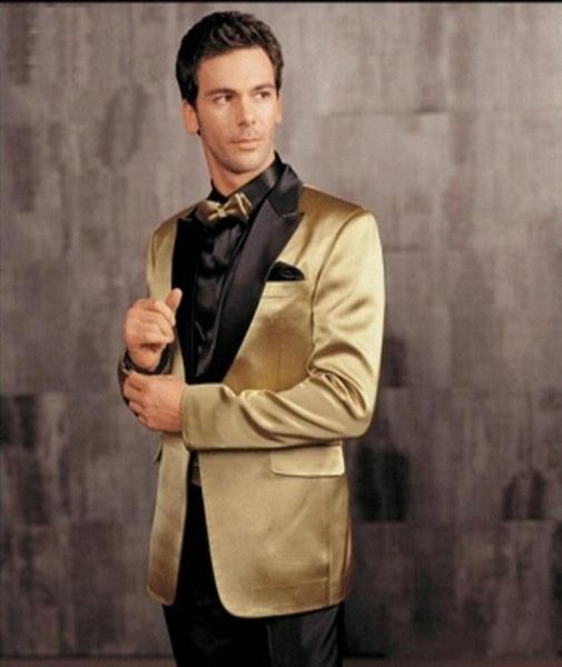 new one button gold jacket with black lapel groom tuxedos men wedding blazer suits bridegroom jacketpantsbow tie 13663476129, Black;gray
new one button gold jacket with black lapel groom tuxedos men wedding blazer suits bridegroom jacketpantsbow tie 13663476129, Black;gray