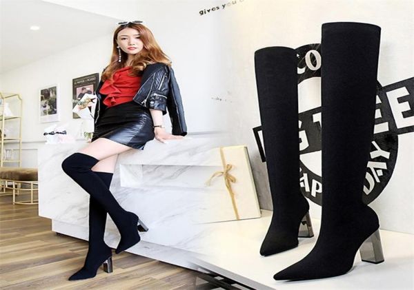 woman long boots knee high boots square metal heel high heeled pointy elasticity thin wool boots 2208171647739, Black
woman long boots knee high boots square metal heel high heeled pointy elasticity thin wool boots 2208171647739, Black