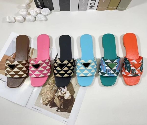 quality women designer slippers canvas embroidered metal triangle beach shoes sandal luxury brand low heel slippers home outdoor slides slip, Black
quality women designer slippers canvas embroidered metal triangle beach shoes sandal luxury brand low heel slippers home outdoor slides slip, Black