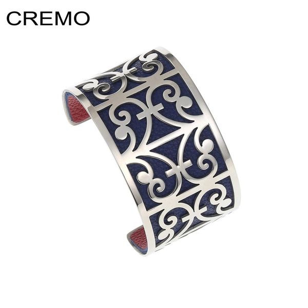 bangle cremo manchette ferns wide open bracelet reversible leather arm bangles stainless steel hollow bohemia woman jewelry, Black
bangle cremo manchette ferns wide open bracelet reversible leather arm bangles stainless steel hollow bohemia woman jewelry, Black