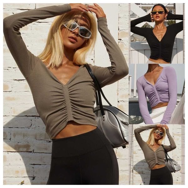 2023 summer new european and american foreign trade women's long sleeve v-neck pleated bottom t-shirt women, White
2023 summer new european and american foreign trade women's long sleeve v-neck pleated bottom t-shirt women, White
