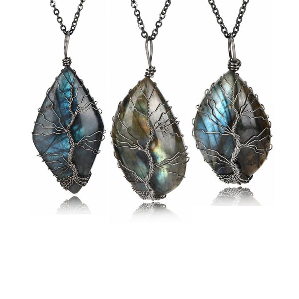 natural labradorite hand woven tree of life retro pendant gun-black copper wire wrapping irregular stone creative pendant necklace reiki hea, Silver
natural labradorite hand woven tree of life retro pendant gun-black copper wire wrapping irregular stone creative pendant necklace reiki hea, Silver