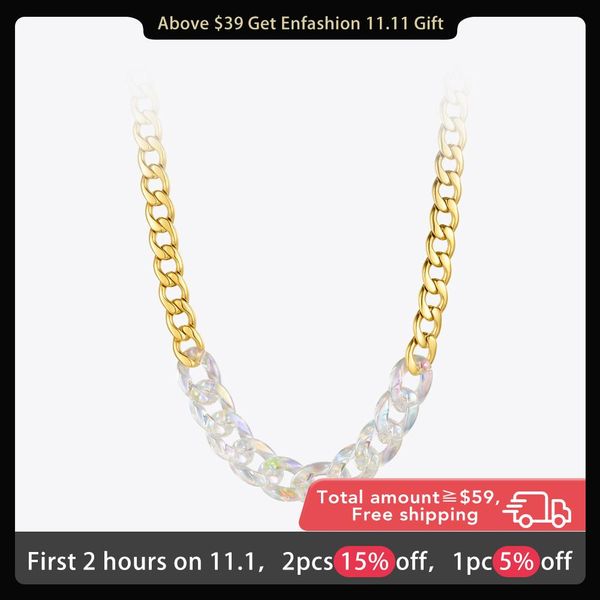necklaces enfashion shiny colorful resin link chain necklaces for women gold color stainless steel statement chunky necklace 2020 p203134, Silver
necklaces enfashion shiny colorful resin link chain necklaces for women gold color stainless steel statement chunky necklace 2020 p203134, Silver