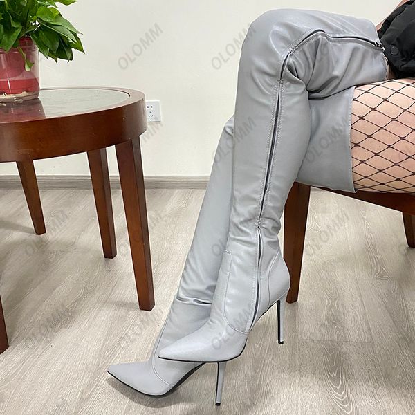olomm 2022 women winter thigh boots full side zipper stiletto heels pointed toe grey party shoes ladies plus size 35-47, Black
olomm 2022 women winter thigh boots full side zipper stiletto heels pointed toe grey party shoes ladies plus size 35-47, Black