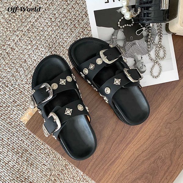 slippers 2022 fashion women street punk metal rivet charms outdoor sandals pu mules flip flops summer casual shoes for female y23, Black
slippers 2022 fashion women street punk metal rivet charms outdoor sandals pu mules flip flops summer casual shoes for female y23, Black