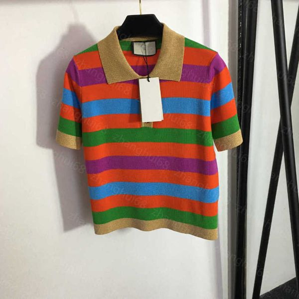 23ss womens designer clothing womens knits gg button rainbow color bump striped polo neck short-sleeved sweater womens clothes a1, White
23ss womens designer clothing womens knits gg button rainbow color bump striped polo neck short-sleeved sweater womens clothes a1, White