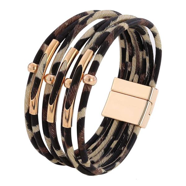 leopard print magnet buckle new bracelet women's leather happy copper tube bead piercing pu multi-layer bracelet, Golden;silver
leopard print magnet buckle new bracelet women's leather happy copper tube bead piercing pu multi-layer bracelet, Golden;silver