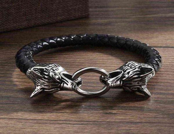 viking wolf head bracelet leather rope chain double bite ring for men amulet jewelry gift8773136, Golden;silver
viking wolf head bracelet leather rope chain double bite ring for men amulet jewelry gift8773136, Golden;silver