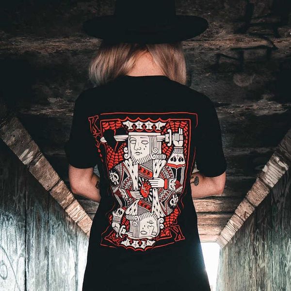 american ins vintage creative king poker loose west coast gangster large cotton t-shirt, White
american ins vintage creative king poker loose west coast gangster large cotton t-shirt, White
