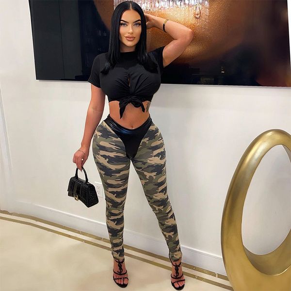 fashion desigh women's two piece pants street strap camo pu leather patchwork tight trousers casual suit, White
fashion desigh women's two piece pants street strap camo pu leather patchwork tight trousers casual suit, White