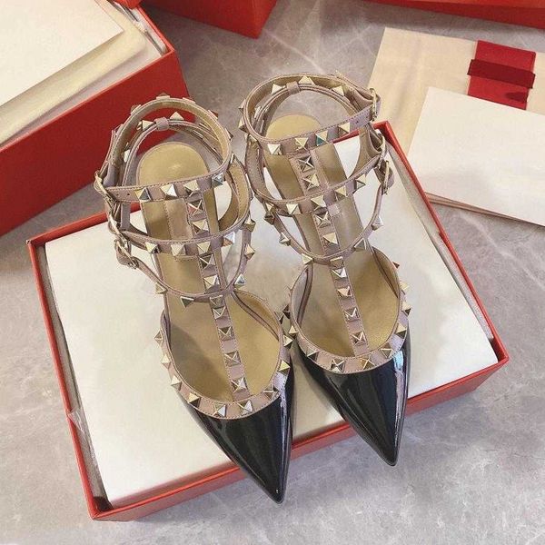 no box design rivet toe sandals women's high heels new summer fashion pointed shallow mouth three ring flat shoes women, Black
no box design rivet toe sandals women's high heels new summer fashion pointed shallow mouth three ring flat shoes women, Black