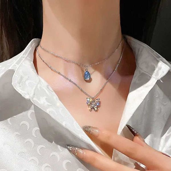 pendant necklaces new zircon butterfly women's necklace lamp luxury simple blue stone accessories temperature clip chain jewelry wholes, Silver
pendant necklaces new zircon butterfly women's necklace lamp luxury simple blue stone accessories temperature clip chain jewelry wholes, Silver