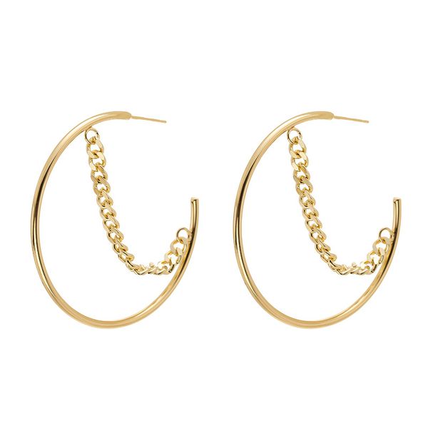 european and american vintage gold exaggerated personality chain large circle earrings women's simple atmosphere versatile fashion, Golden;silver
european and american vintage gold exaggerated personality chain large circle earrings women's simple atmosphere versatile fashion, Golden;silver