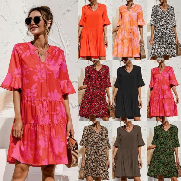 dresses 2021 summer leopard print stitching women's dress vneck blte flared sleeve casual loose midi sundress vestidos, Black;gray
dresses 2021 summer leopard print stitching women's dress vneck blte flared sleeve casual loose midi sundress vestidos, Black;gray