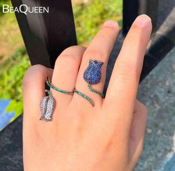 beaqueen arrival 2021 tulip flower adjustable open rings for women fashion blue pink color cubic zirconia party jewelry r1145705932, Silver
beaqueen arrival 2021 tulip flower adjustable open rings for women fashion blue pink color cubic zirconia party jewelry r1145705932, Silver